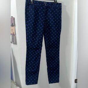 LOFT Dark Blue Polka Dot Skinny Pants size 4 EUC